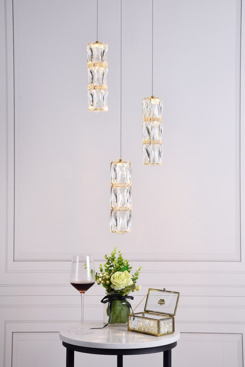 Led Light Gold Pendant Clear Crystal