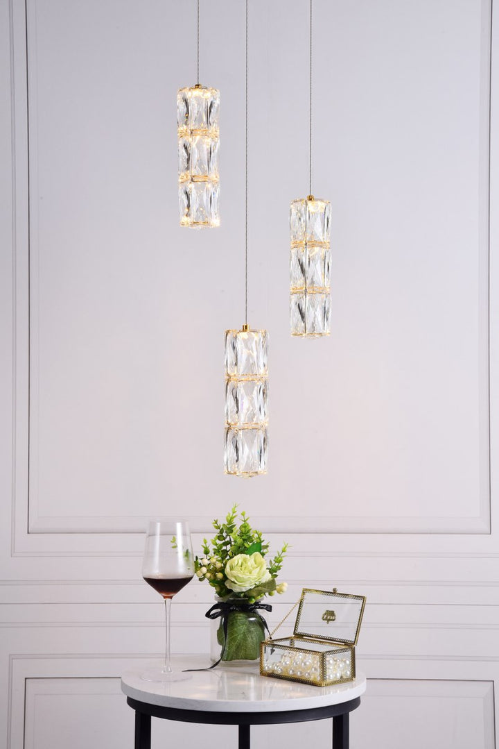 Led Light Gold Pendant Clear Crystal