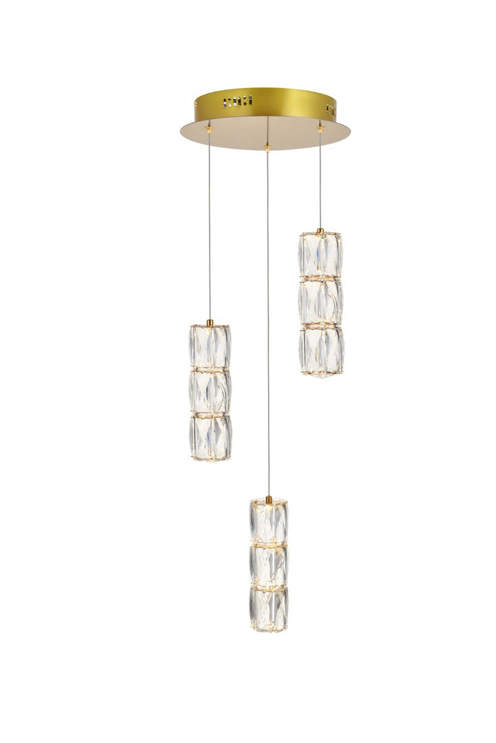 Led Light Gold Pendant Clear Crystal
