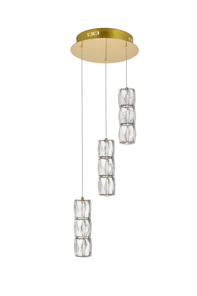 Led Light Gold Pendant Clear Crystal