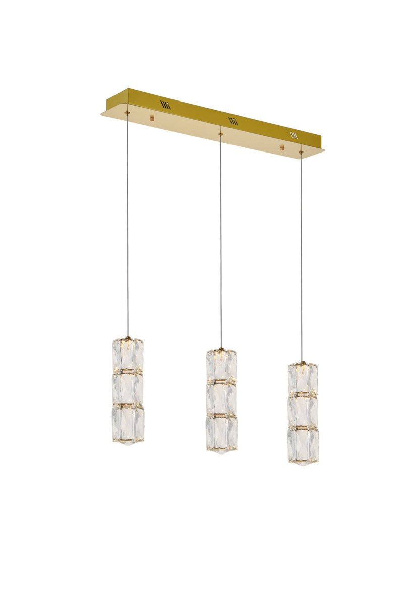 Led Light Gold Pendant Clear Royal Cut Crystal