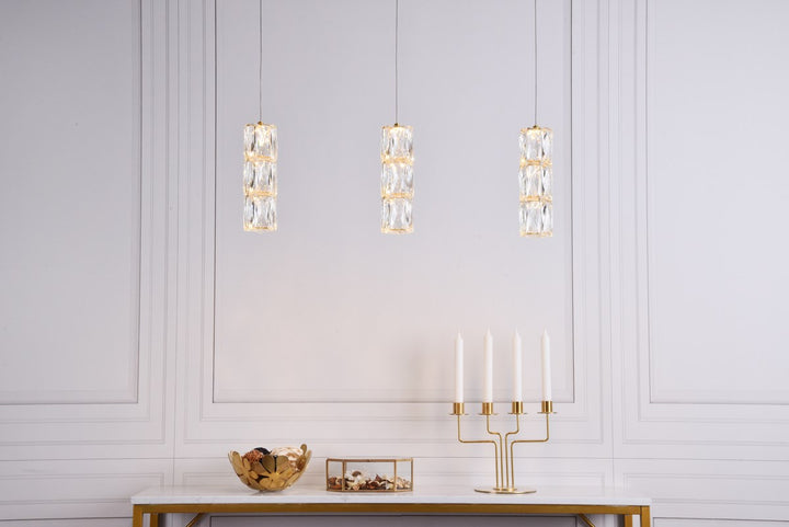 Led Light Gold Pendant Clear Royal Cut Crystal