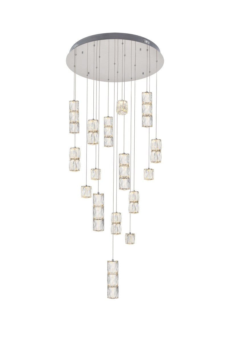 Led Light Chrome Pendant Clear Crystal by Elegant Lighting