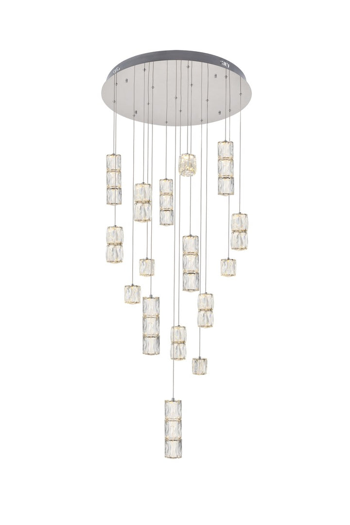 Led Light Chrome Pendant Clear Crystal by Elegant Lighting