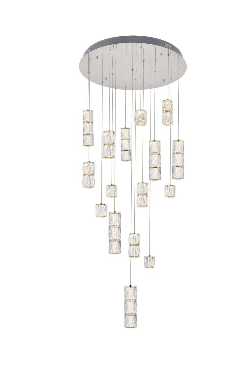 Led Light Chrome Pendant Clear Crystal