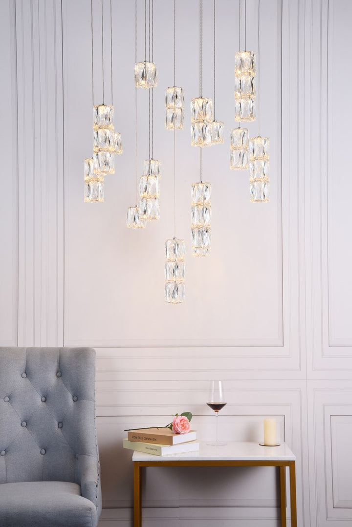 Led Light Chrome Pendant Clear Crystal