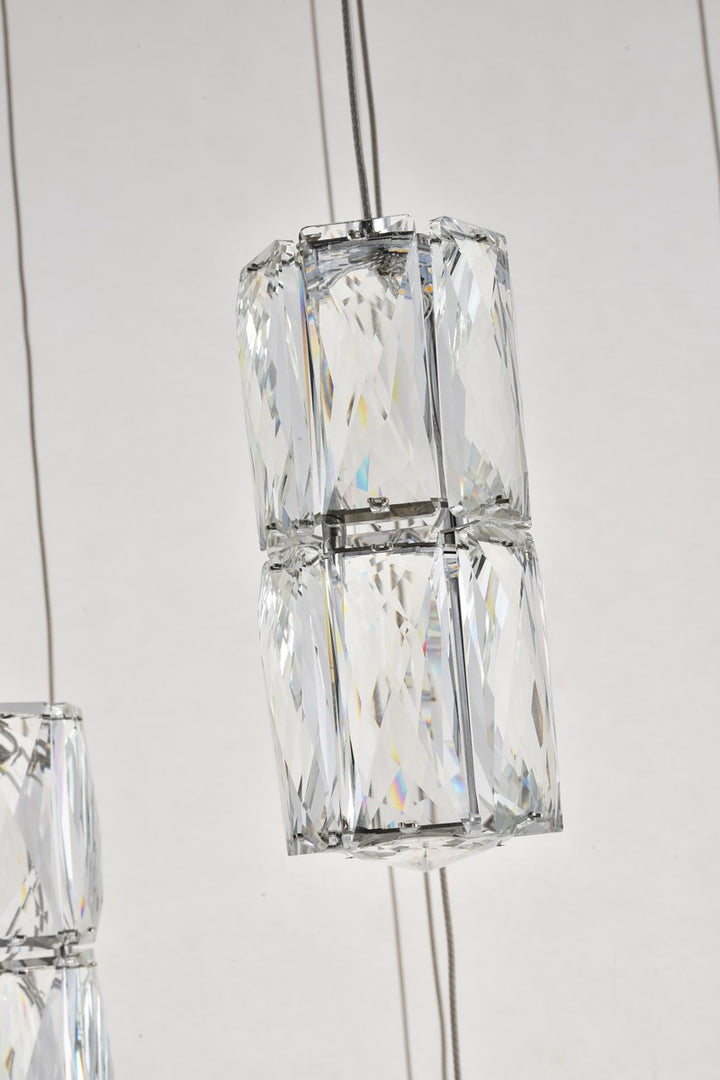 Led Light Chrome Pendant Clear Crystal