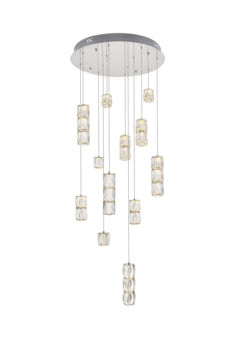 Led Light Chrome Pendant Clear Crystal by Elegant Lighting