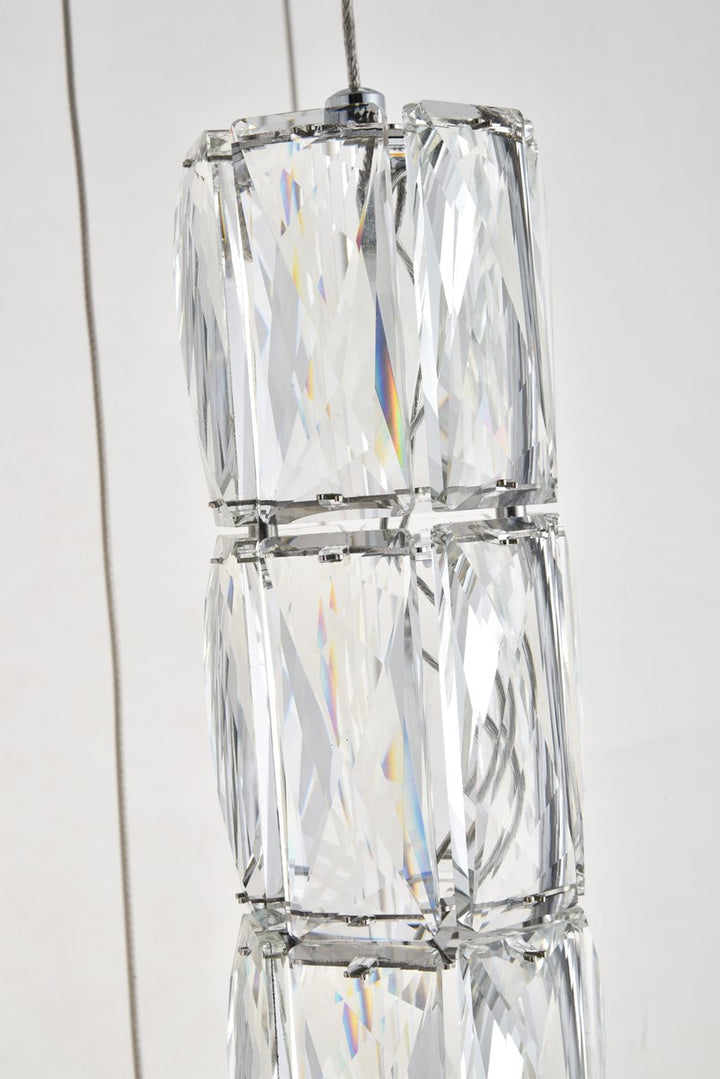Led Light Chrome Pendant Clear Crystal
