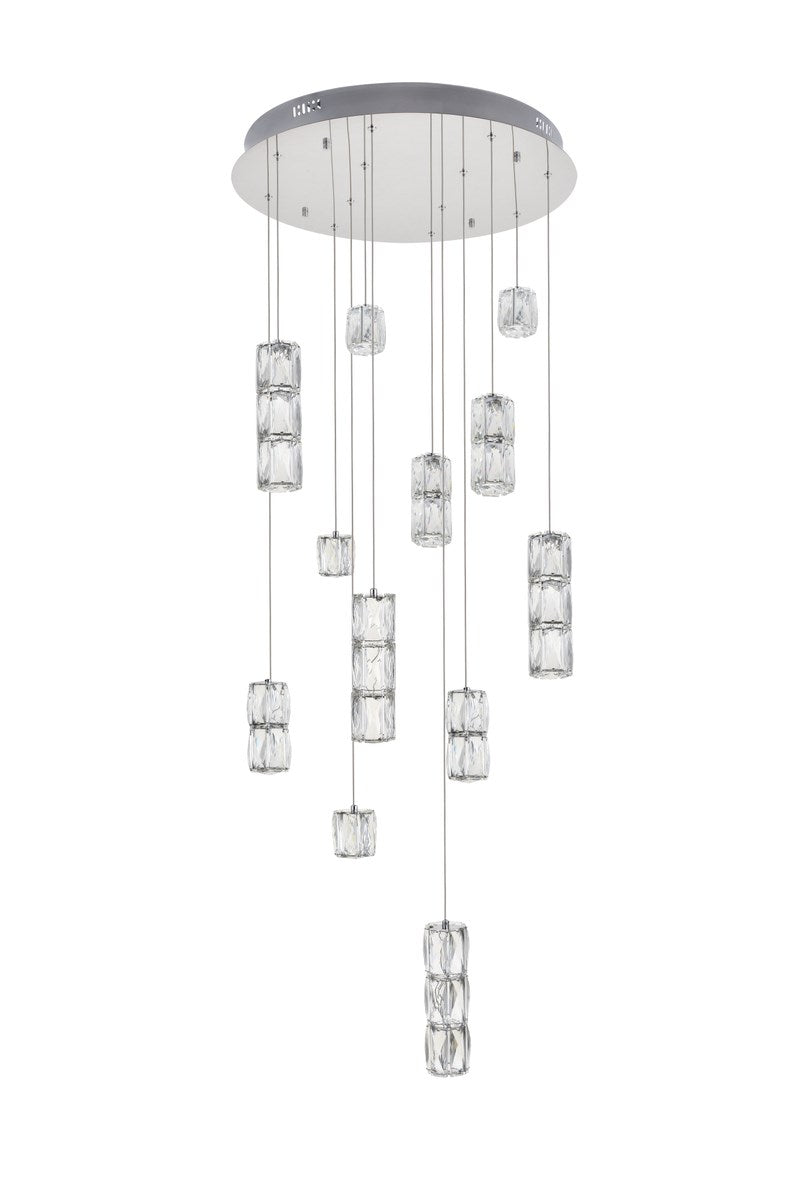 Led Light Chrome Pendant Clear Crystal