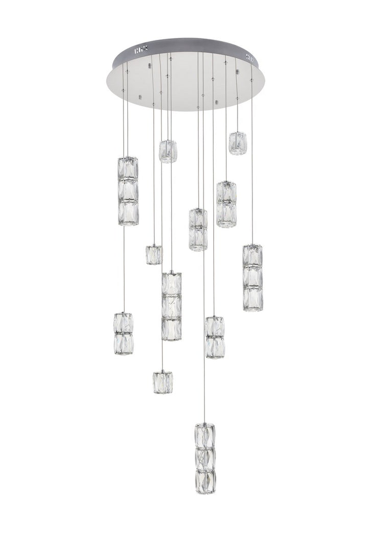 Led Light Chrome Pendant Clear Crystal