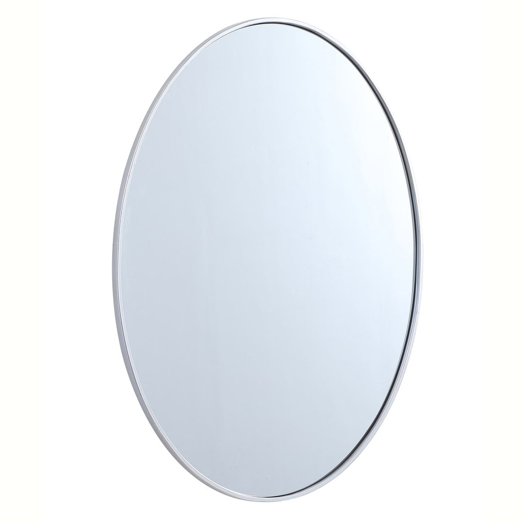 Metal Frame Oval Mirror 40 Inch In Silver
