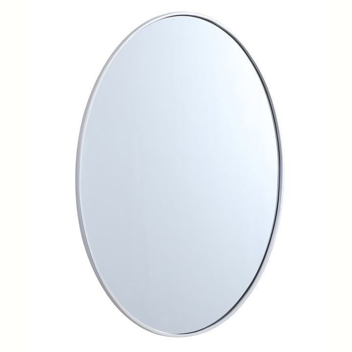 Metal Frame Oval Mirror 40 Inch In Silver