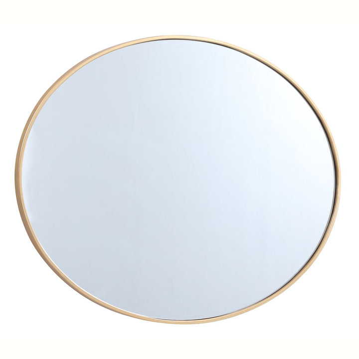 Metal Frame Oval Mirror 40 Inch In Brass