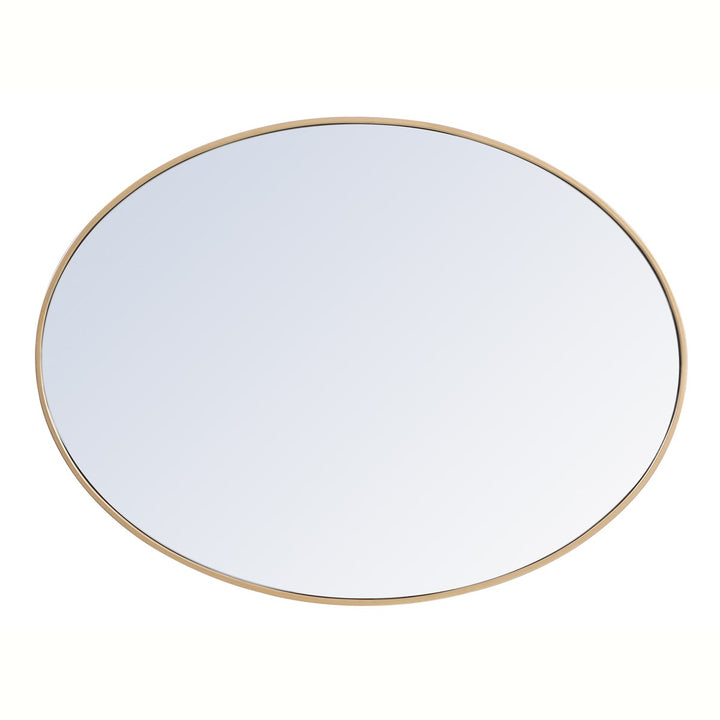 Metal Frame Oval Mirror 40 Inch In Brass