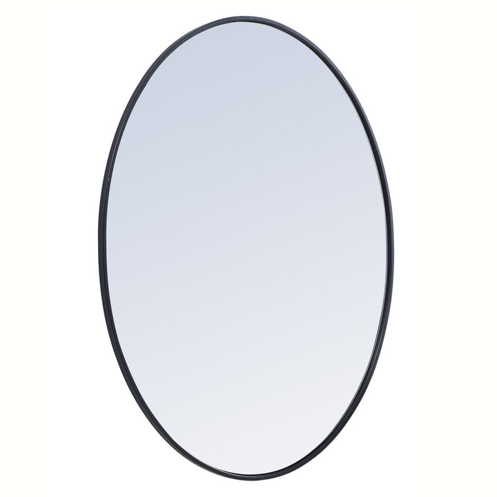 Metal Frame Oval Mirror 40 Inch In Black
