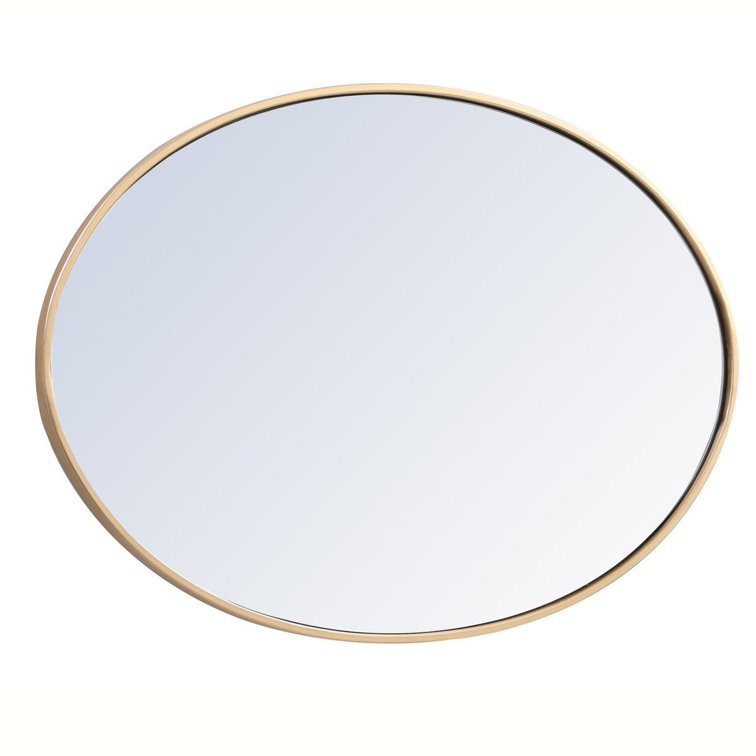 Metal Frame Oval Mirror 34 Inch In Brass