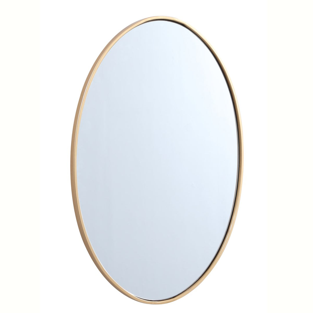 Metal Frame Oval Mirror 34 Inch In Brass