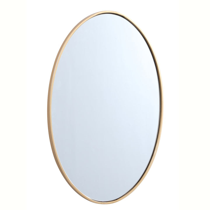Metal Frame Oval Mirror 34 Inch In Brass