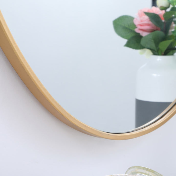 Metal Frame Oval Mirror 34 Inch In Brass
