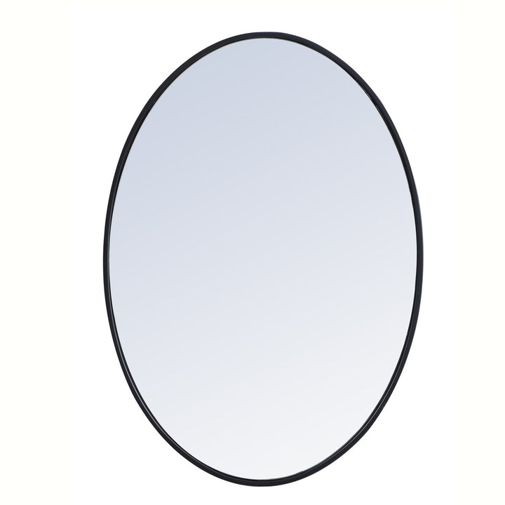 Metal Frame Oval Mirror 34 Inch In Black by Elegant Decor