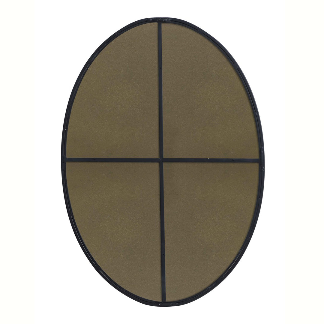 Metal Frame Oval Mirror 34 Inch In Black