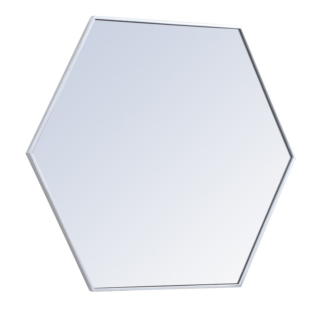 Metal Frame Hexagon Mirror 41 Inch In Silver