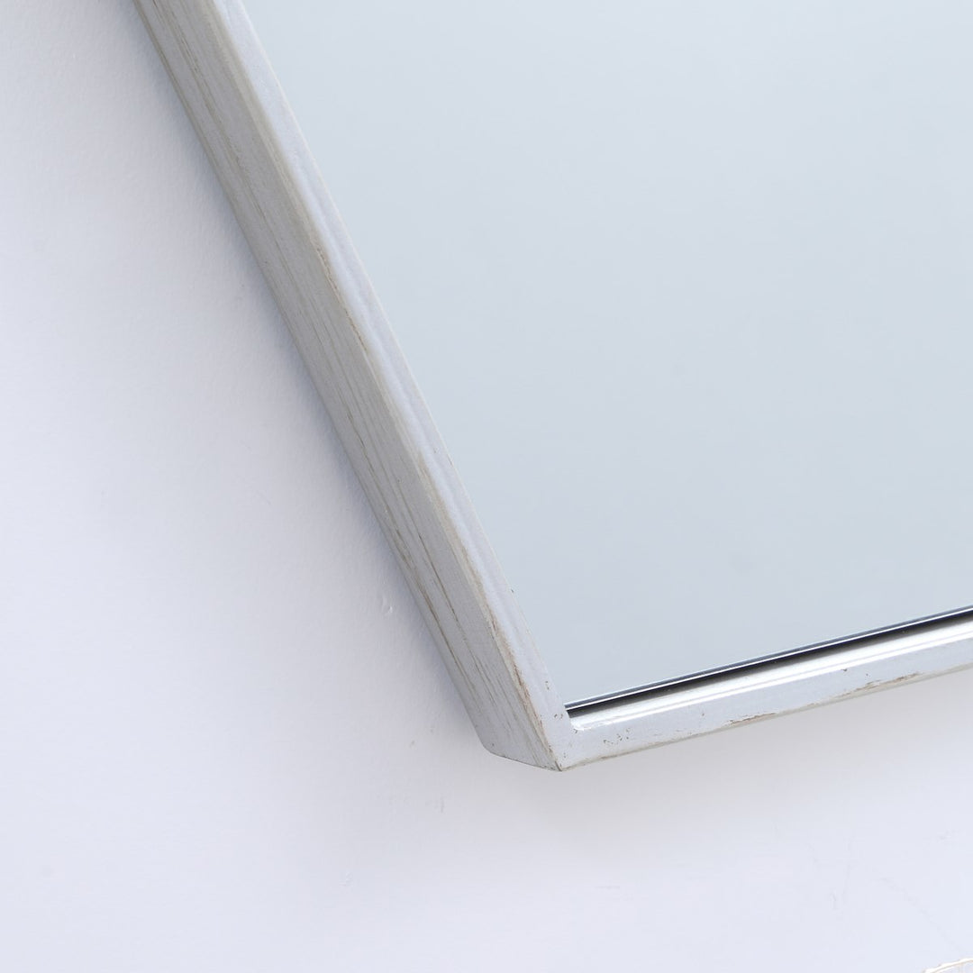 Metal Frame Hexagon Mirror 41 Inch In Silver