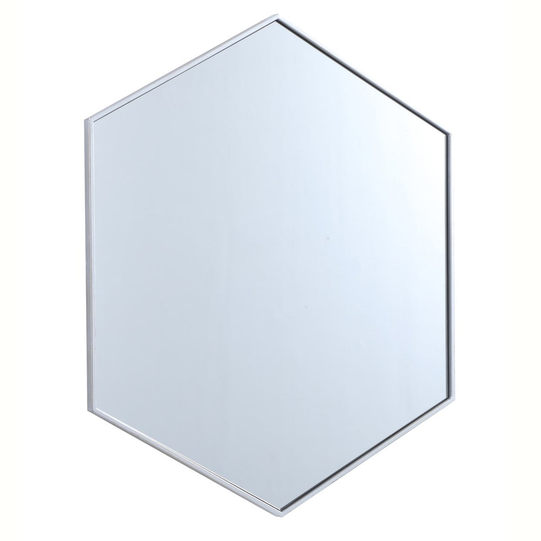 Metal Frame Hexagon Mirror 41 Inch In Silver