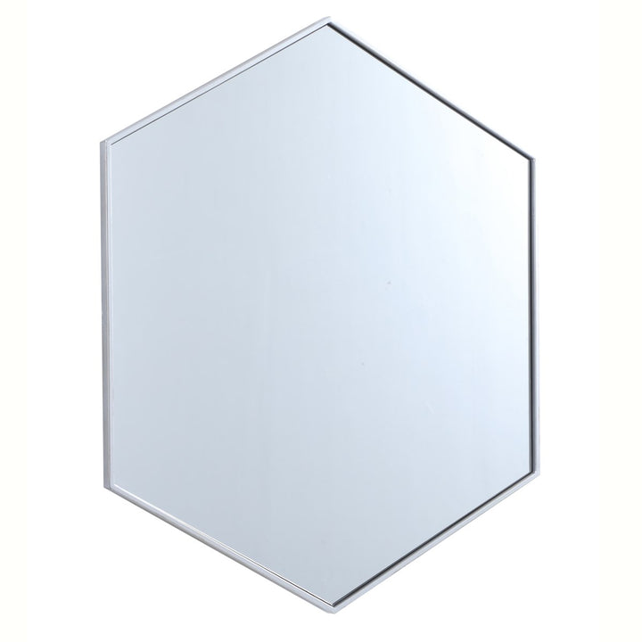 Metal Frame Hexagon Mirror 41 Inch In Silver