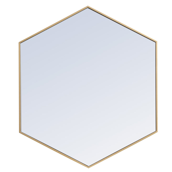 Metal Frame Hexagon Mirror 41 Inch In Brass by Elegant Decor