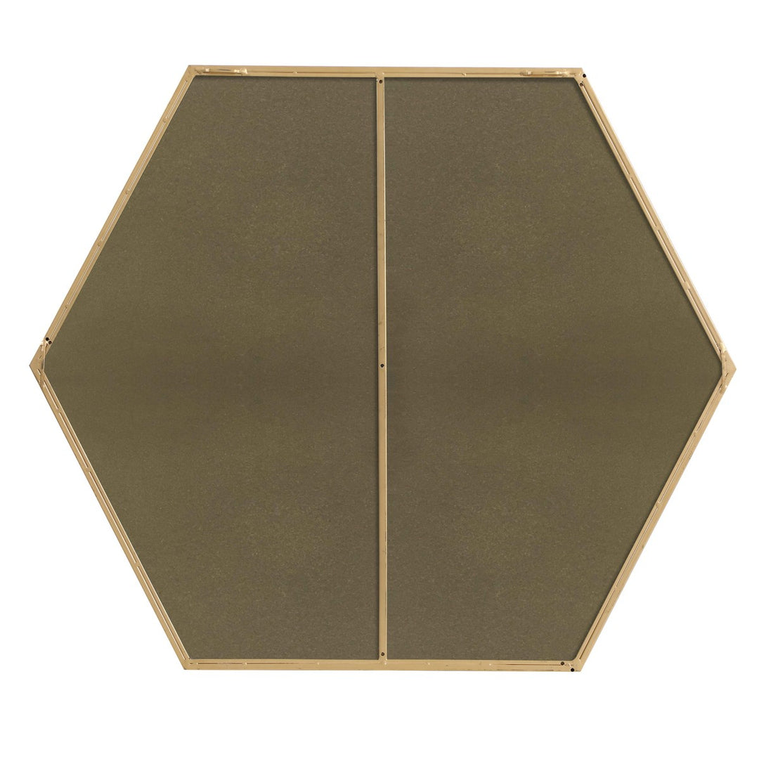 Metal Frame Hexagon Mirror 41 Inch In Brass
