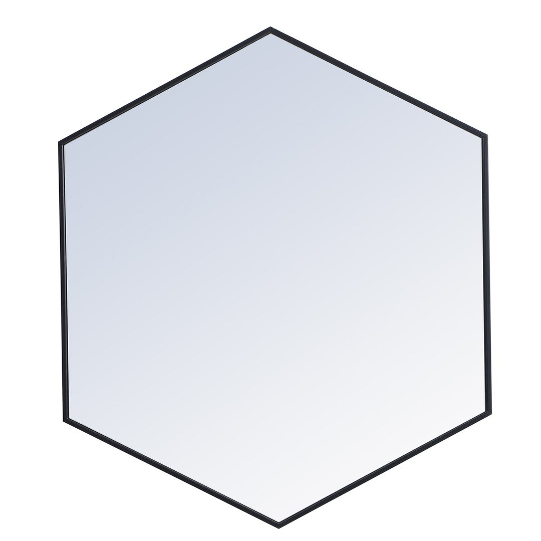 Metal Frame Hexagon Mirror 41 Inch In Black by Elegant Decor
