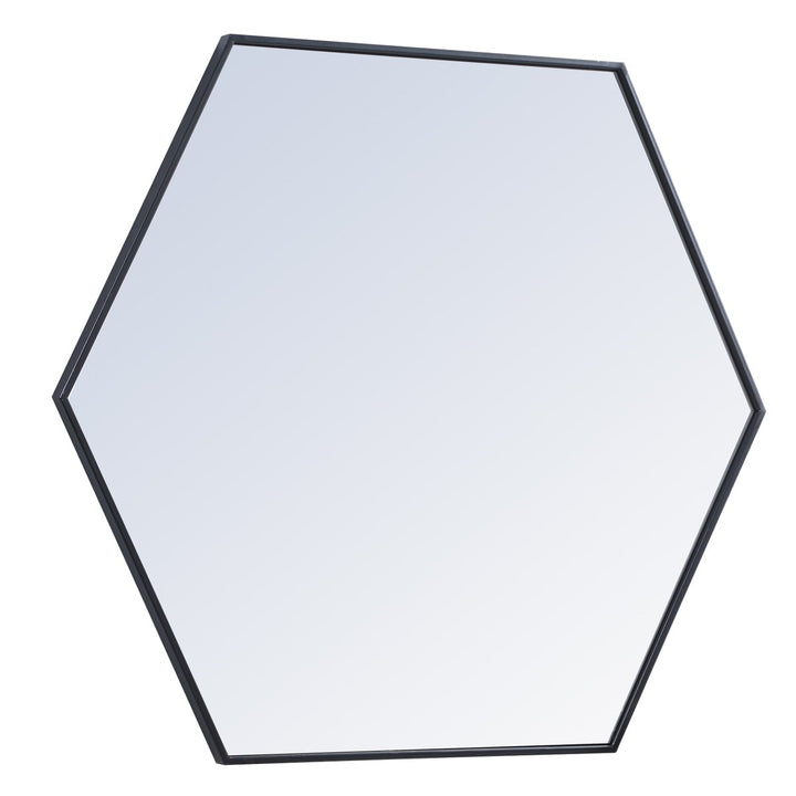 Metal Frame Hexagon Mirror 41 Inch In Black