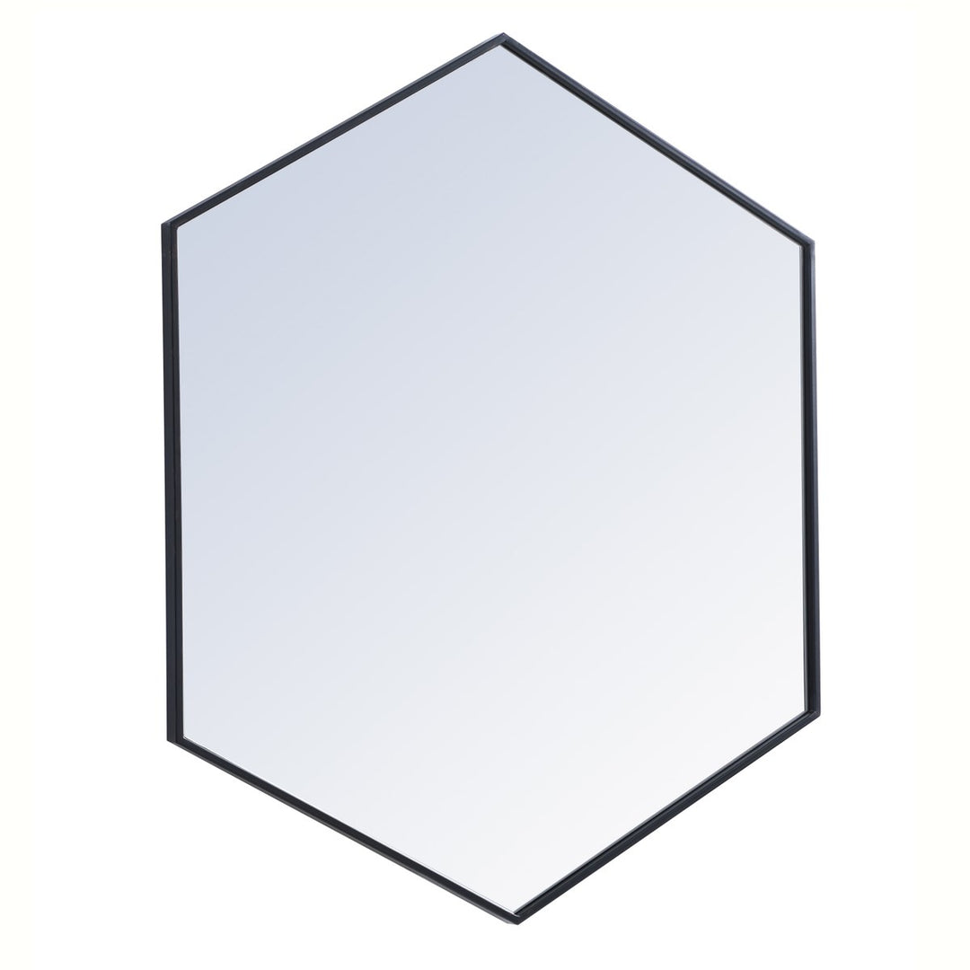 Metal Frame Hexagon Mirror 41 Inch In Black