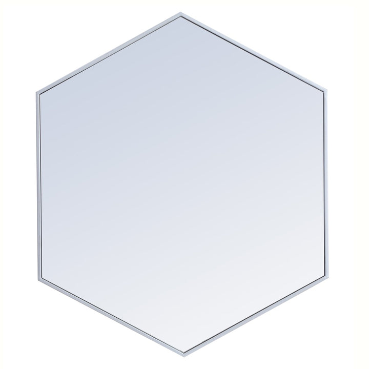 Metal Frame Hexagon Mirror 38 Inch In Silver by Elegant Decor