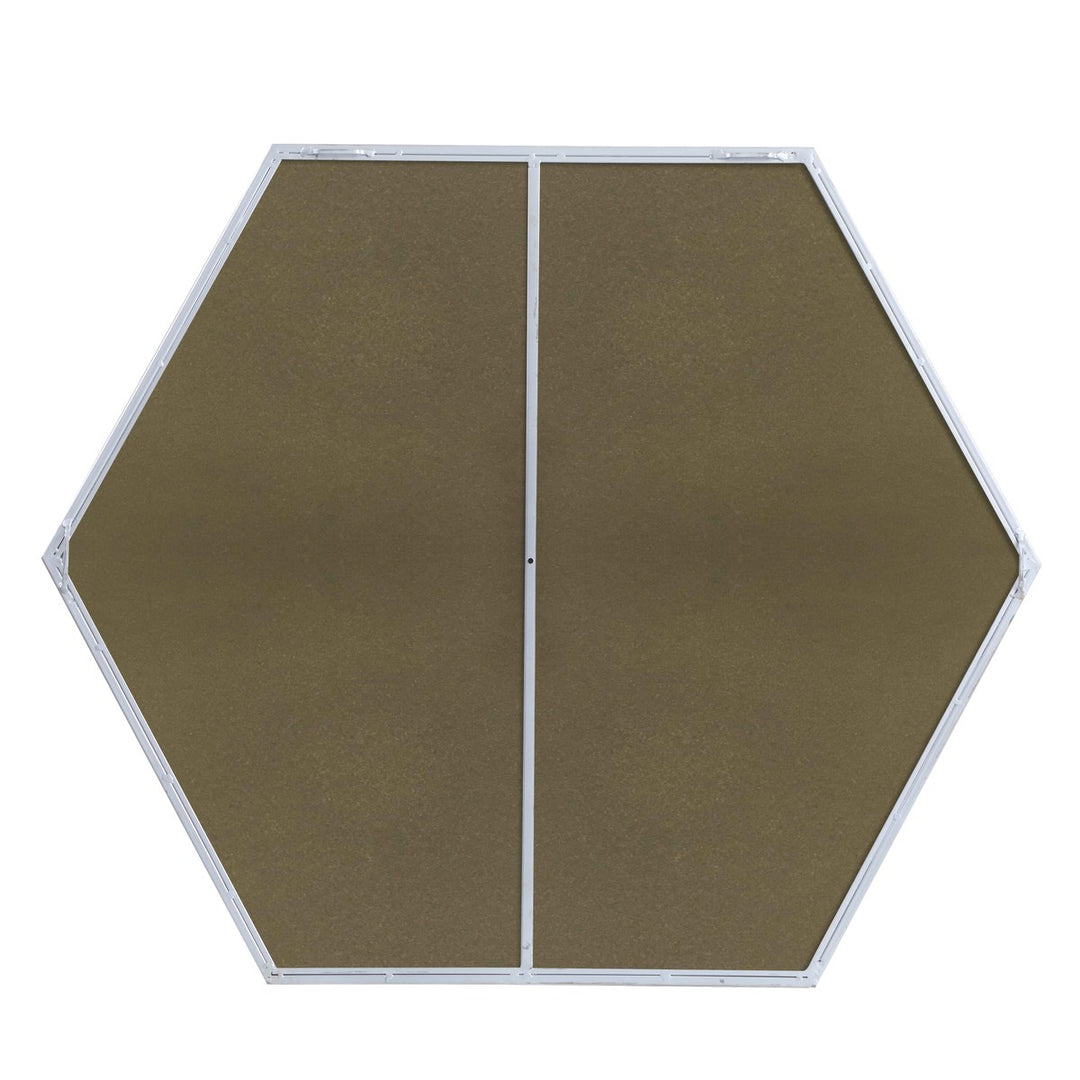 Metal Frame Hexagon Mirror 38 Inch In Silver