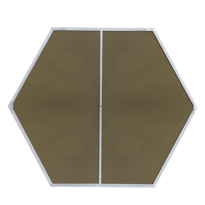 Metal Frame Hexagon Mirror 38 Inch In Silver
