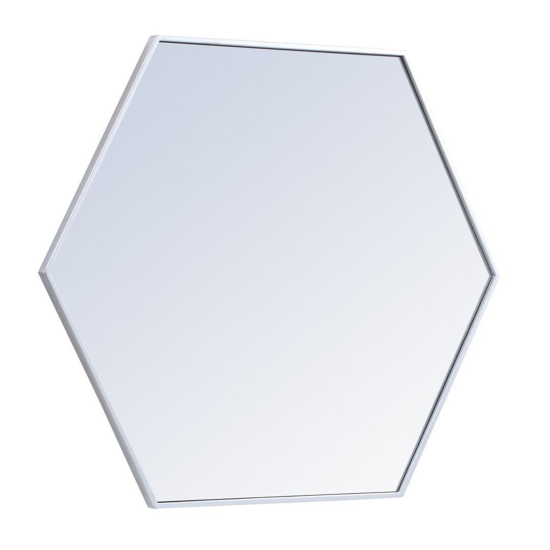 Metal Frame Hexagon Mirror 38 Inch In Silver