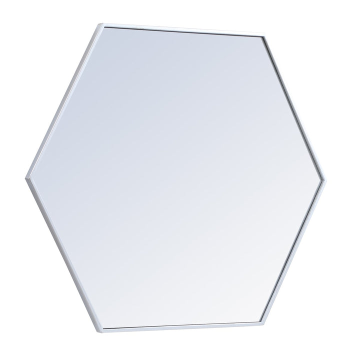 Metal Frame Hexagon Mirror 38 Inch In Silver