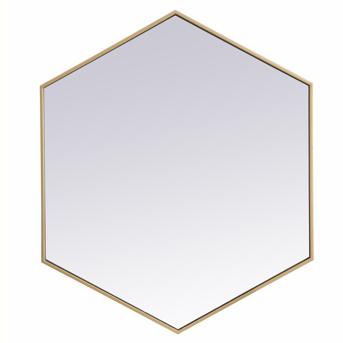 Metal Frame Hexagon Mirror 38 Inch In Brass by Elegant Decor
