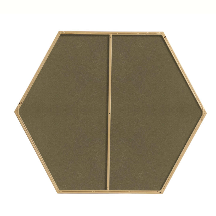 Metal Frame Hexagon Mirror 38 Inch In Brass