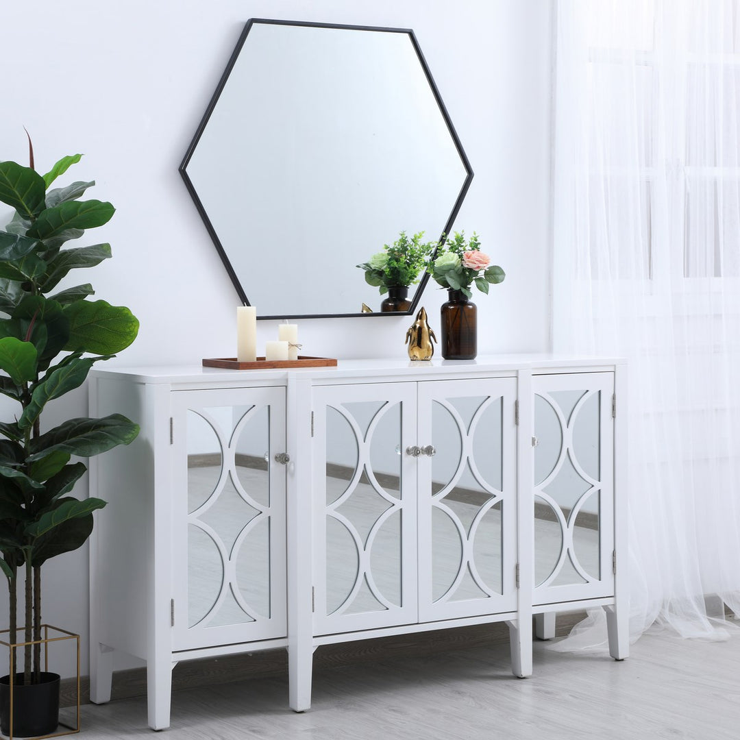 Metal Frame Hexagon Mirror 38 Inch In Black