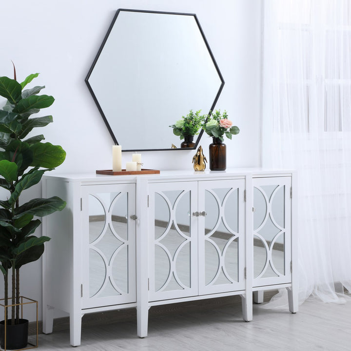 Metal Frame Hexagon Mirror 38 Inch In Black