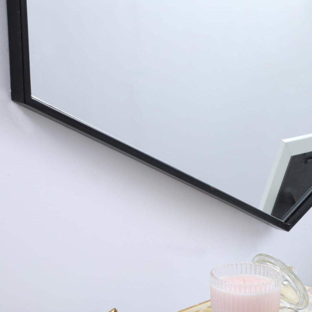 Metal Frame Hexagon Mirror 38 Inch In Black
