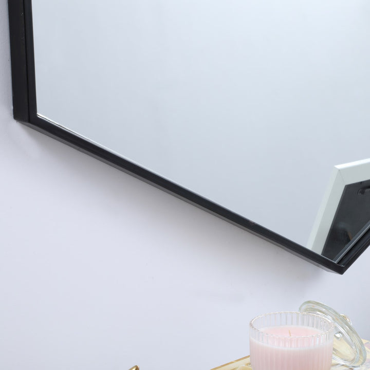 Metal Frame Hexagon Mirror 38 Inch In Black