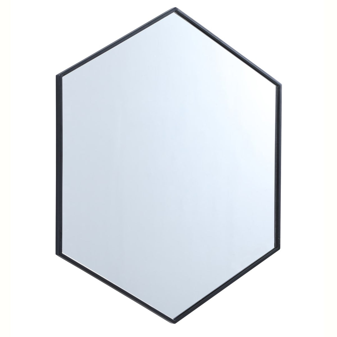Metal Frame Hexagon Mirror 38 Inch In Black