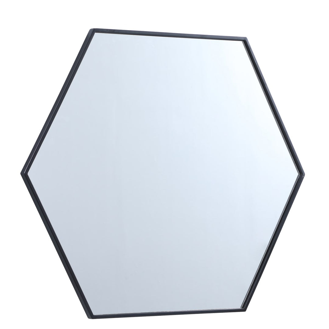 Metal Frame Hexagon Mirror 38 Inch In Black