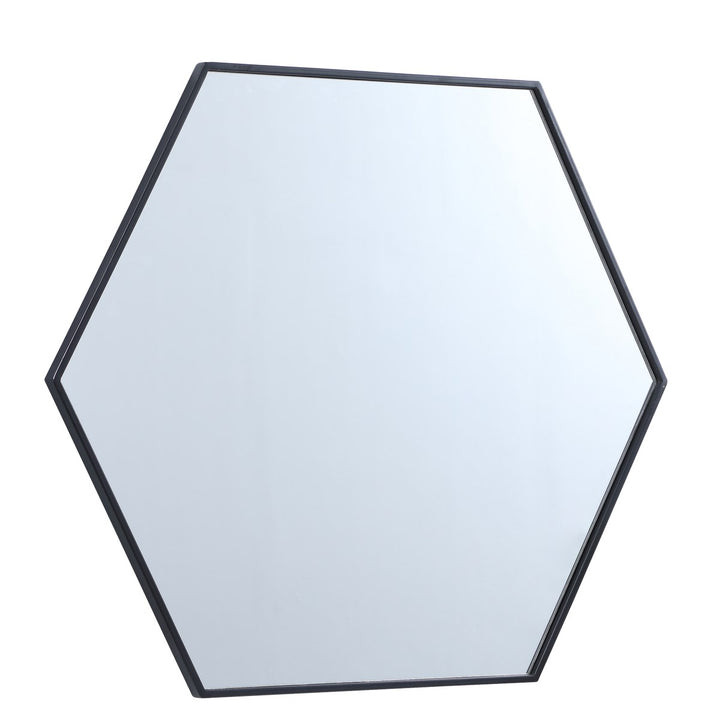 Metal Frame Hexagon Mirror 38 Inch In Black