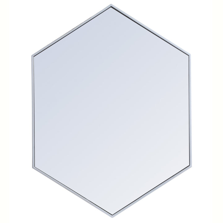 Metal Frame Hexagon Mirror 30 Inch In Silver by Elegant Decor
